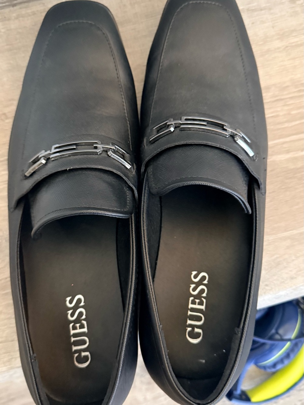 GUESS Black Men’s Slip-On Loafers with Silver Bit